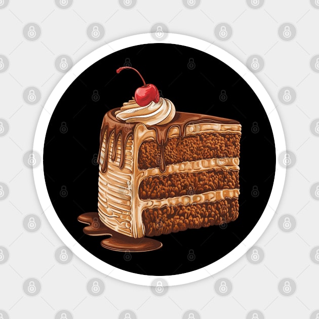 Chocolate Cake, Delicious Chocolate Cake Design, Perfect for Dessert Lovers and Baking Enthusiasts Magnet by Pixel Threads 